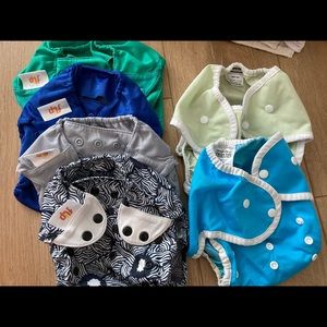 Cloth diaper covers, swim diapers, pail liners, & snappis